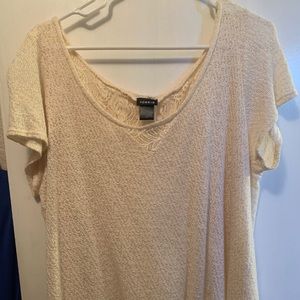 Cream Knit Shirt with Lace Back